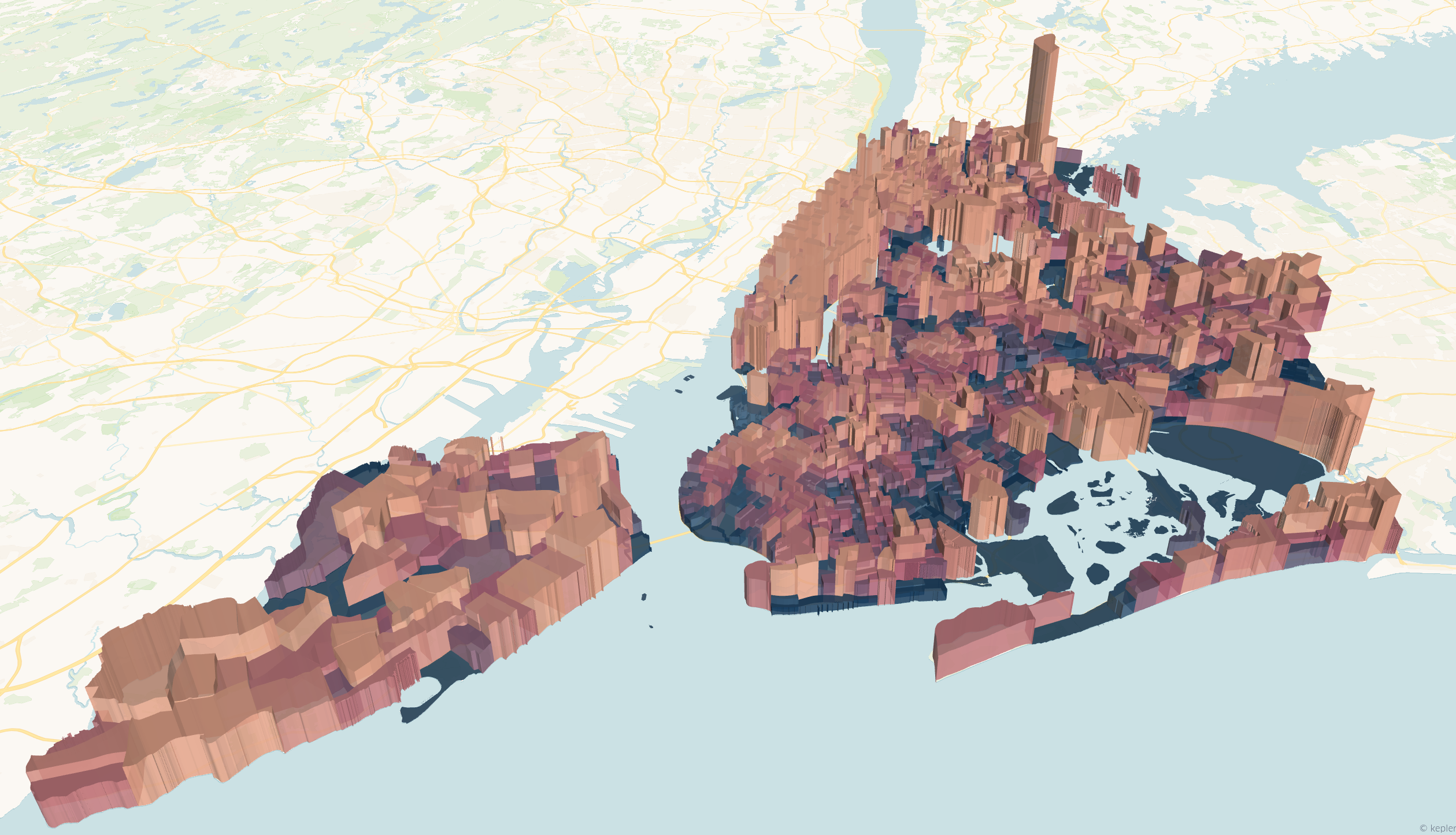 Population (3D) in New York City.