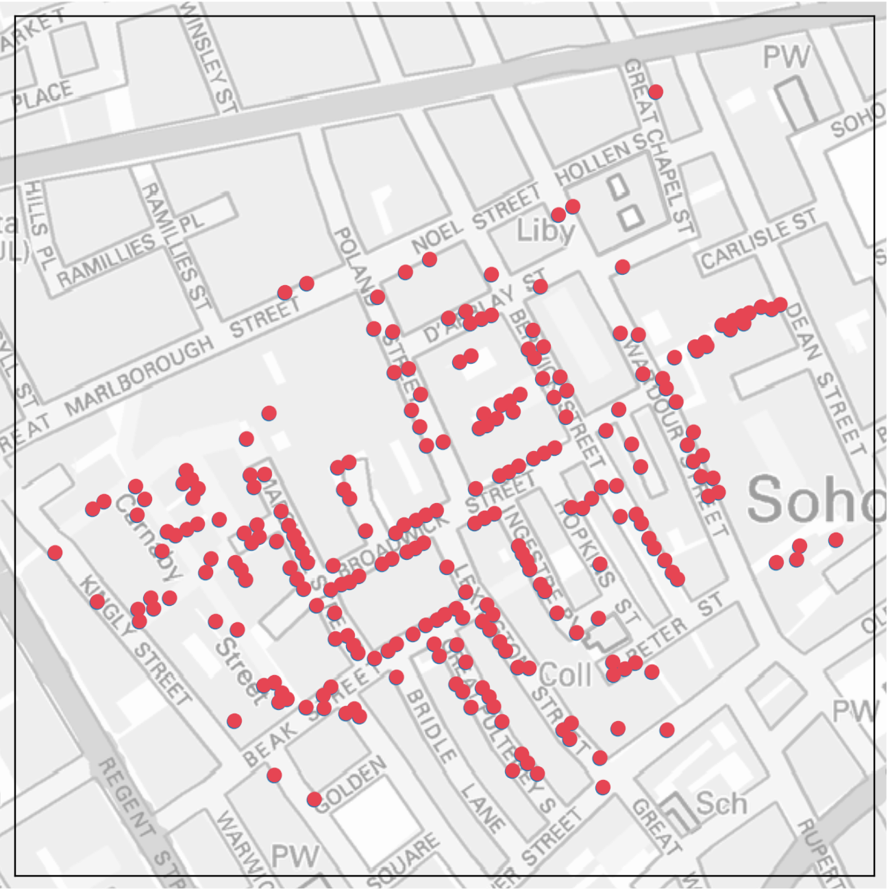 John Snow’s Cholera Death Incident Map