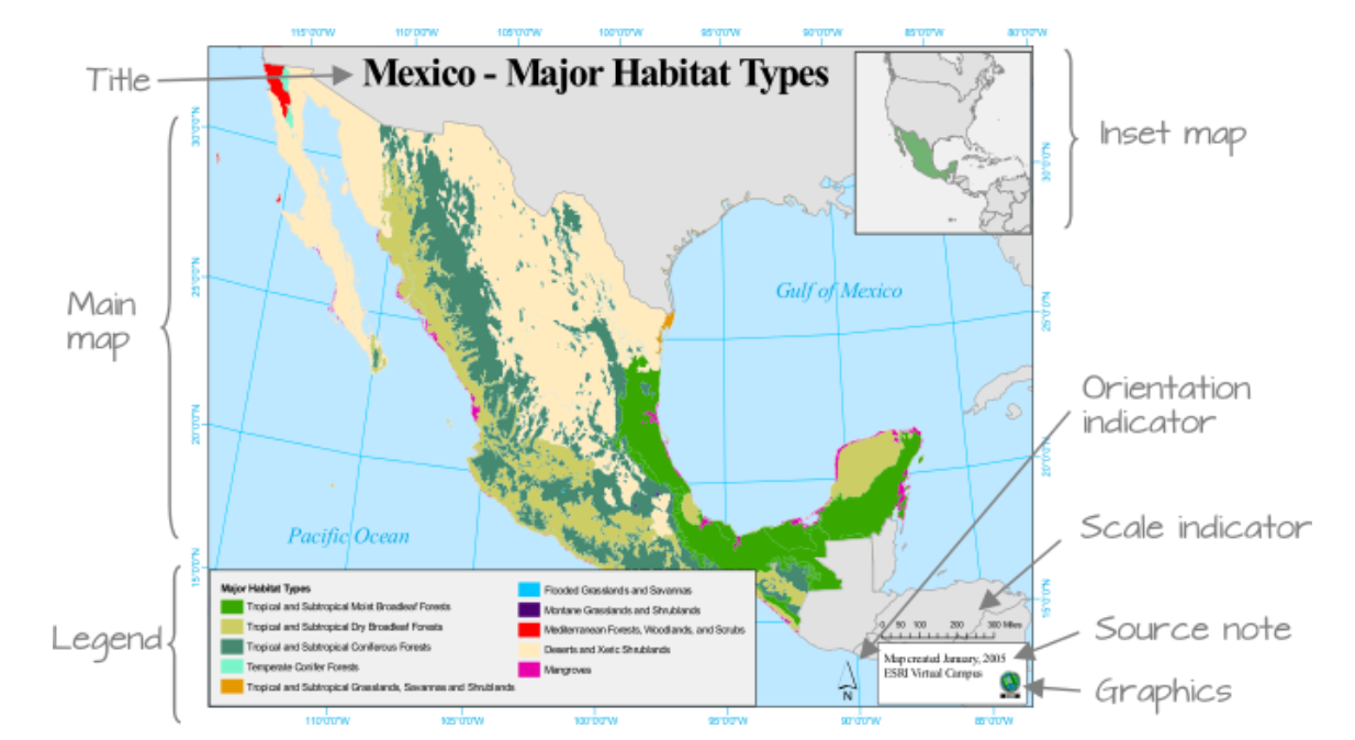 Example of map elements. source: ESRI